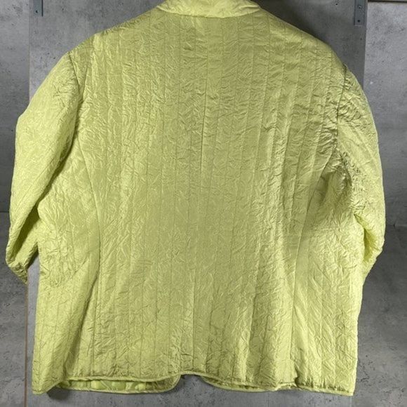 Vtg Patchington Womens Silk Jacket Bright Green Full Zip Lined Windbreaker Sz XL - Picture 2 of 10
